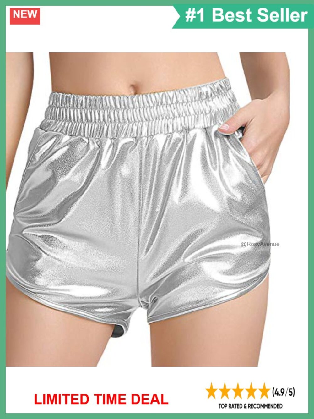Metallic Hot Shorts Elastic Waist Shiny Yoga Dance Party Dolphin Hem